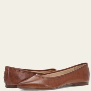 Women's Classic Brown Leather Pointed-Toe Ballet Flats